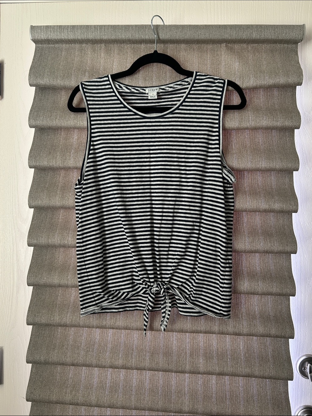 J. Crew Black and White Striped Tie-Front Tank